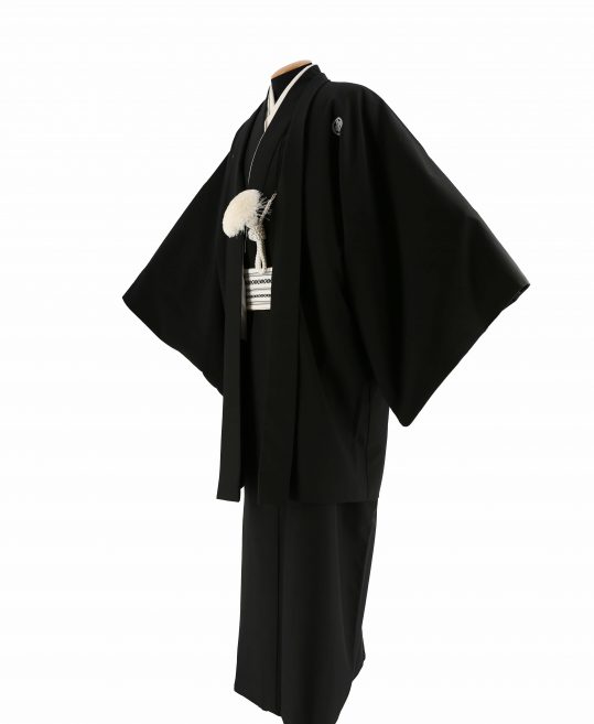 紋付袴レンタル・成人式・結婚式・卒業式|黒　無地[身長190cm対応]No.300